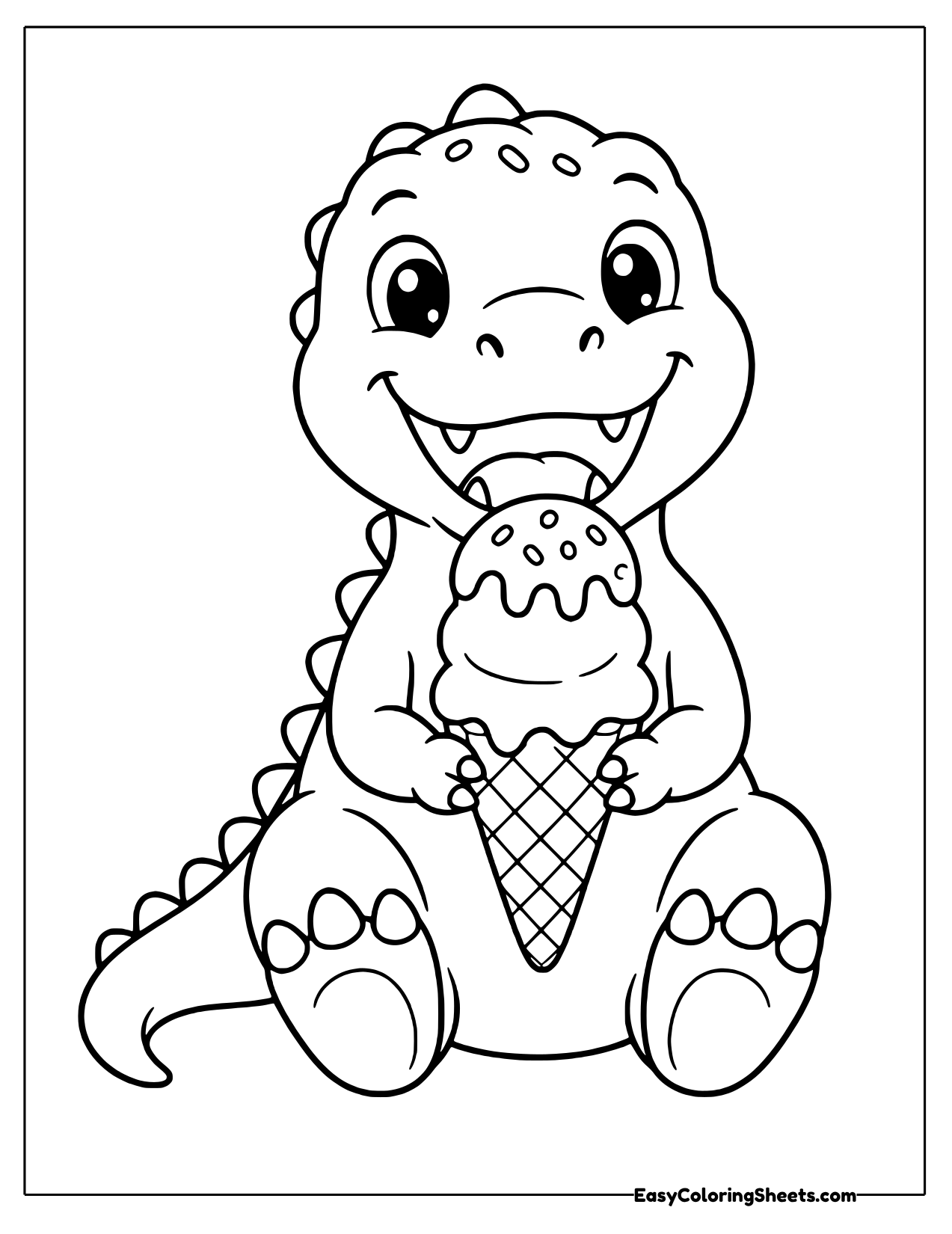 T rex eating an ice cream cone