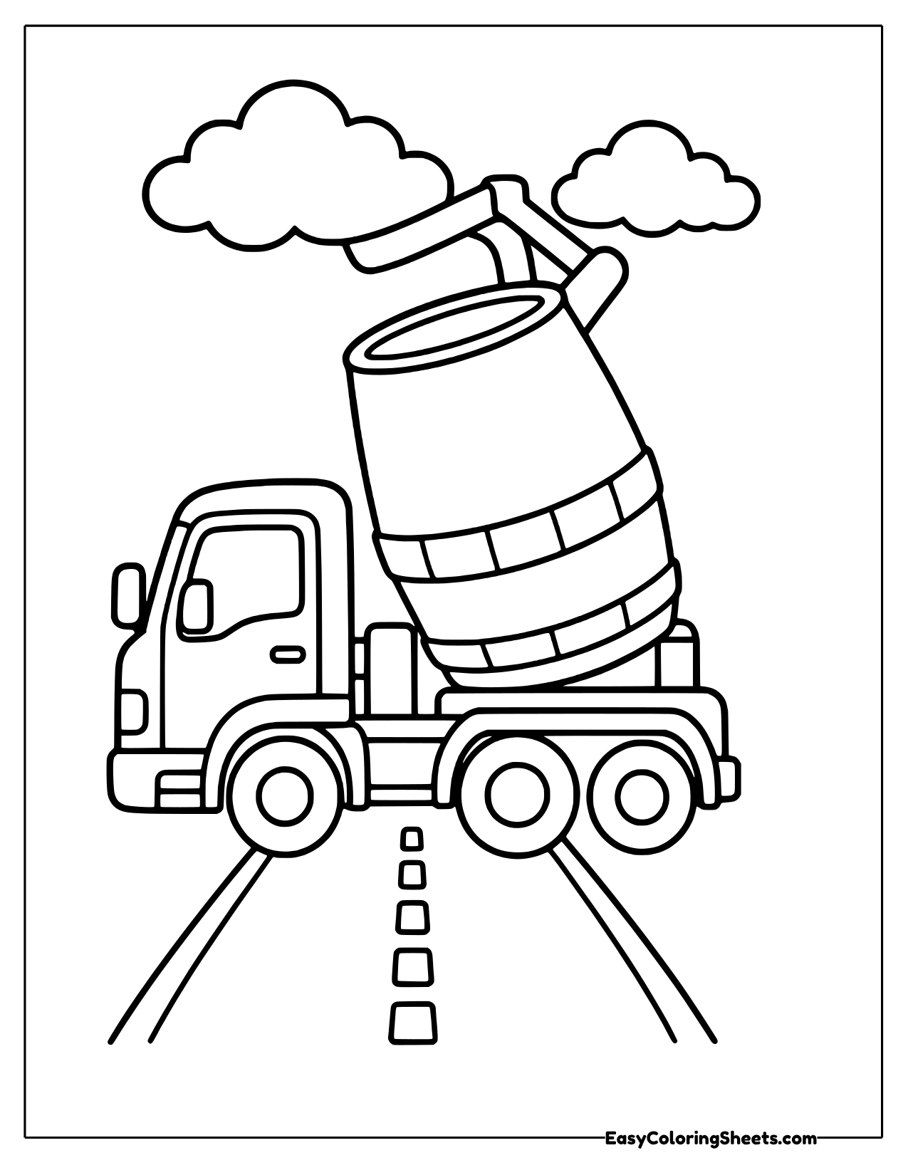 Cement mixer truck on a road