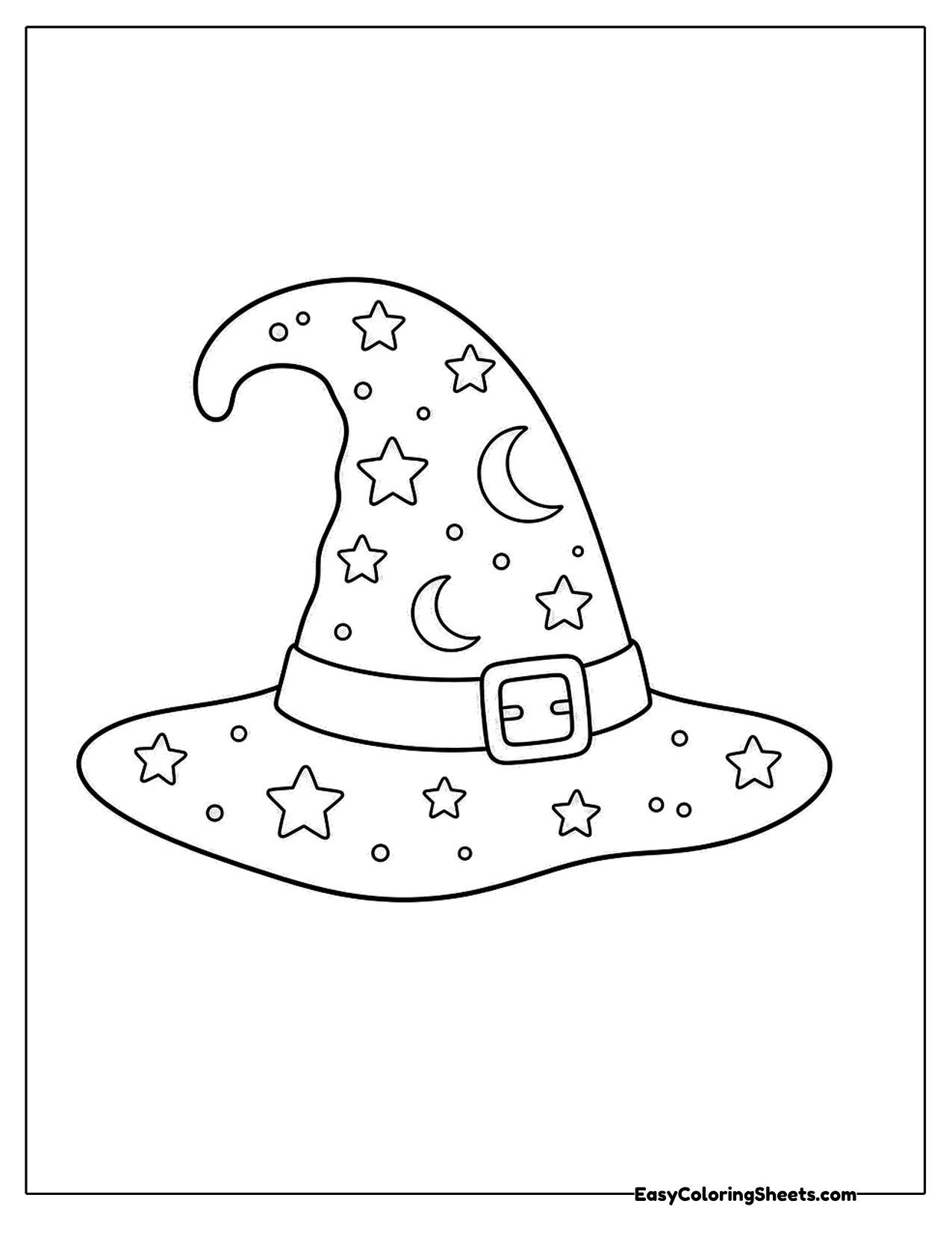 Floppy starry wizard hat with a buckle band