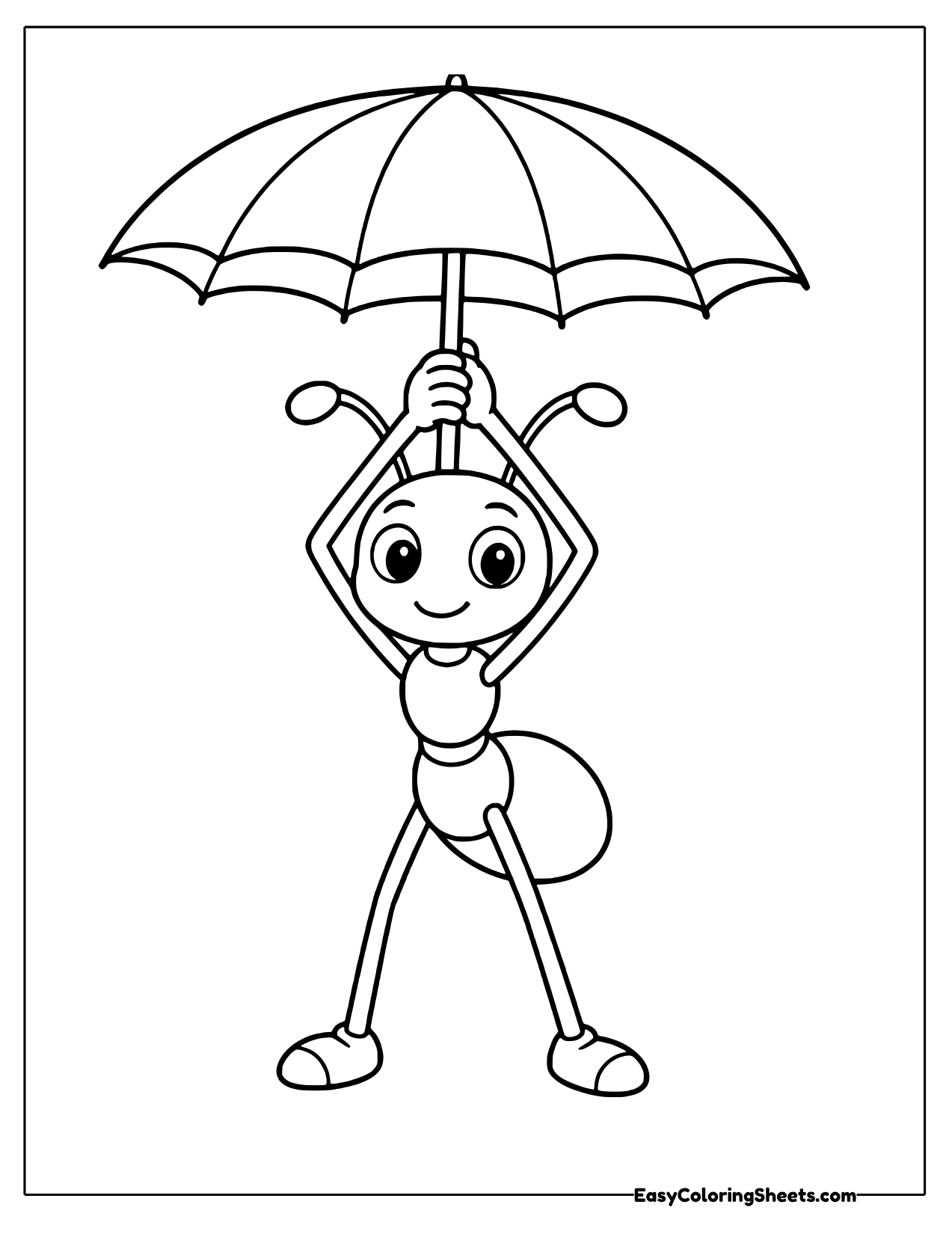 Ant holding a big umbrella overhead