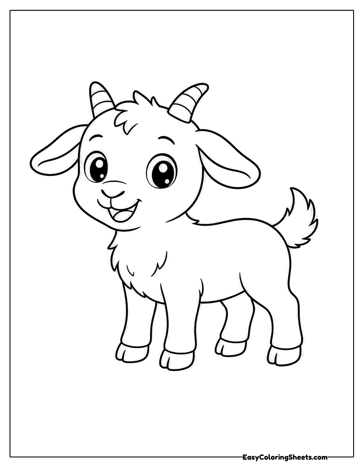 Smiling goat character with horns and a fuzzy chest