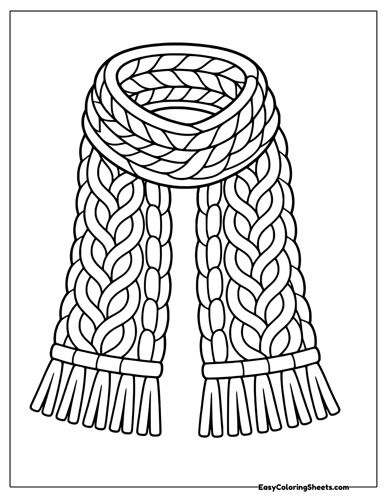 Thick cable knit scarf with twisted braid patterns
