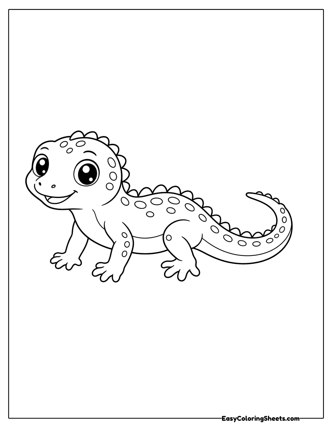 Crested lizard walking in side view