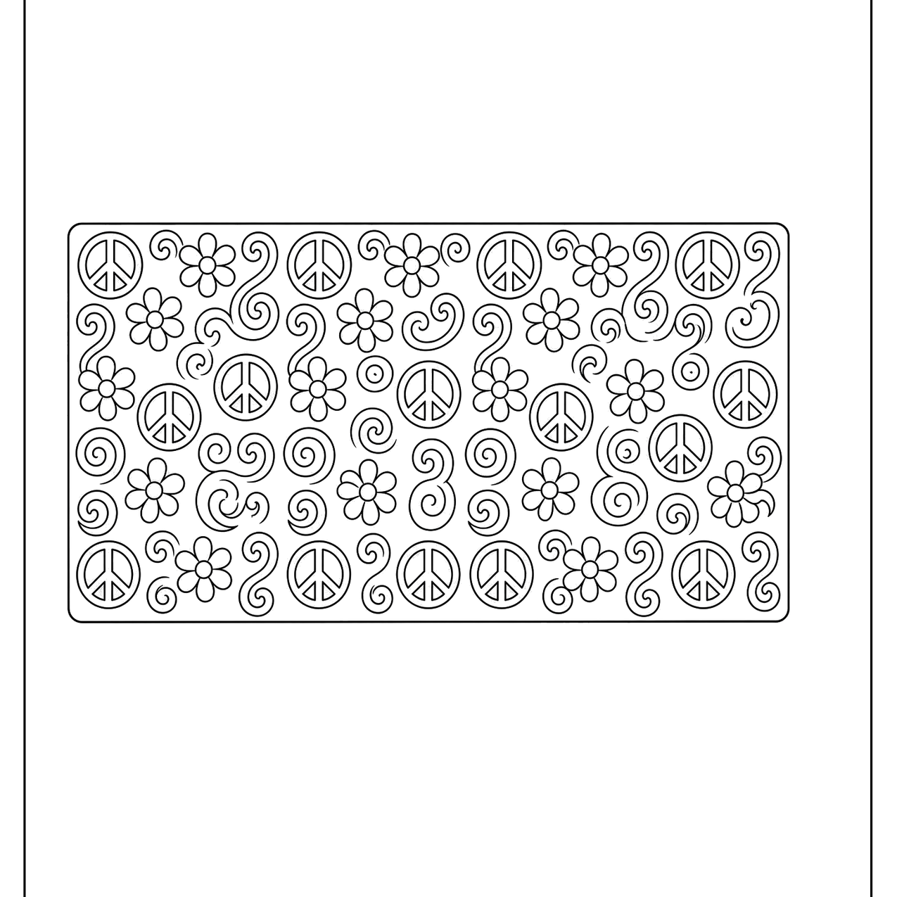 Rectangle filled with tiny peace signs and flowers