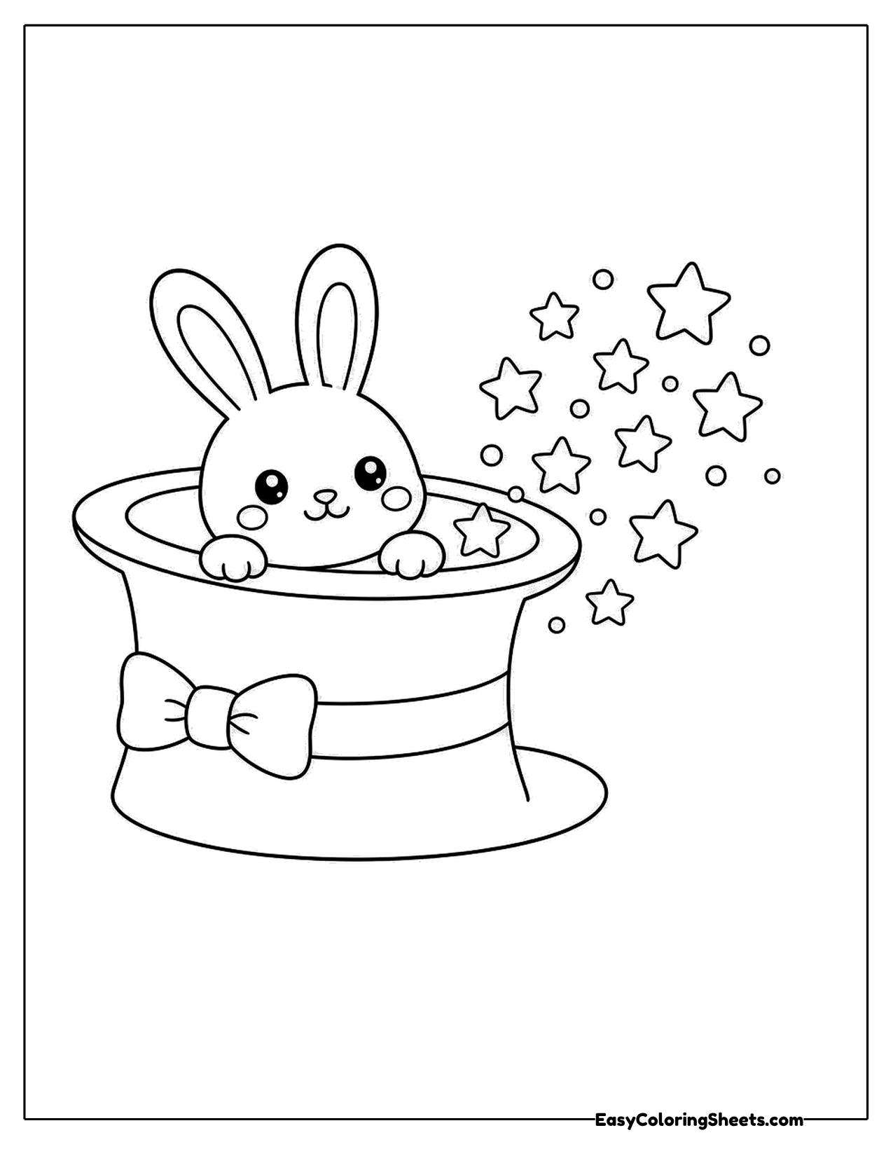 Bunny peeking out of a magician's top hat