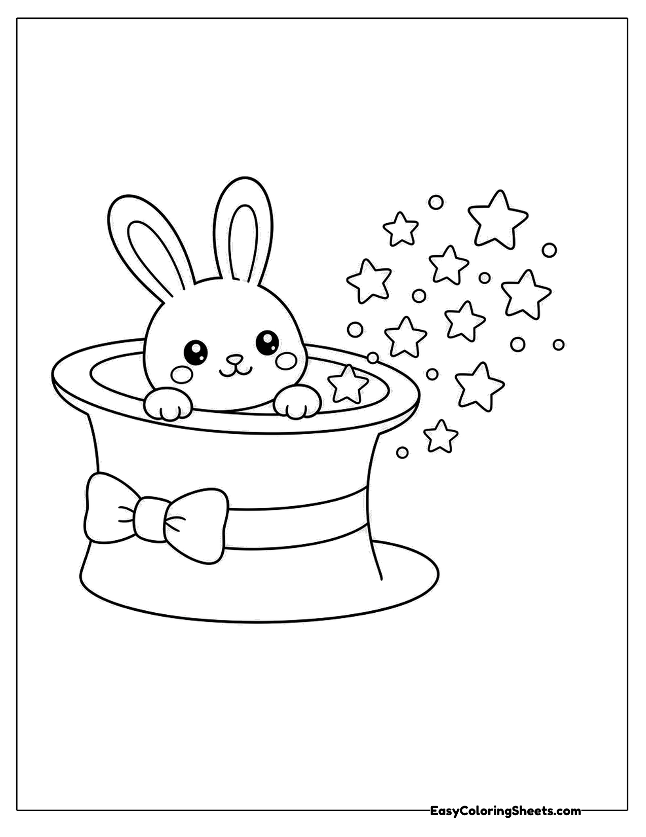Bunny peeking out of a magician's top hat