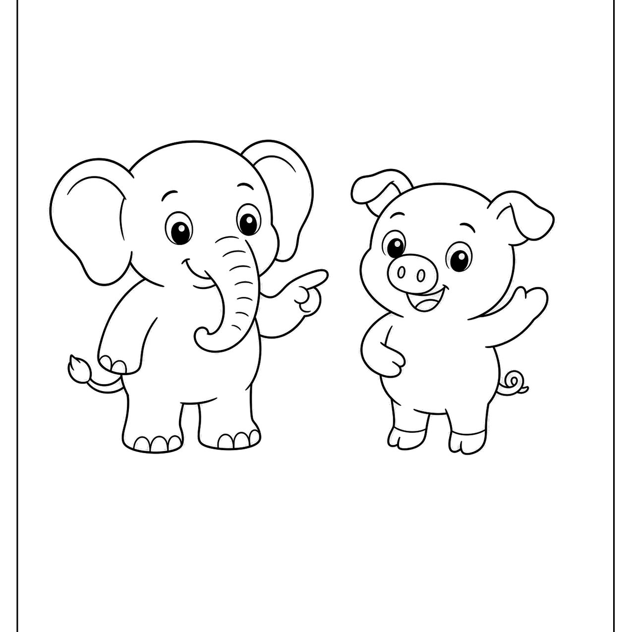 Cartoon elephant and pig friends