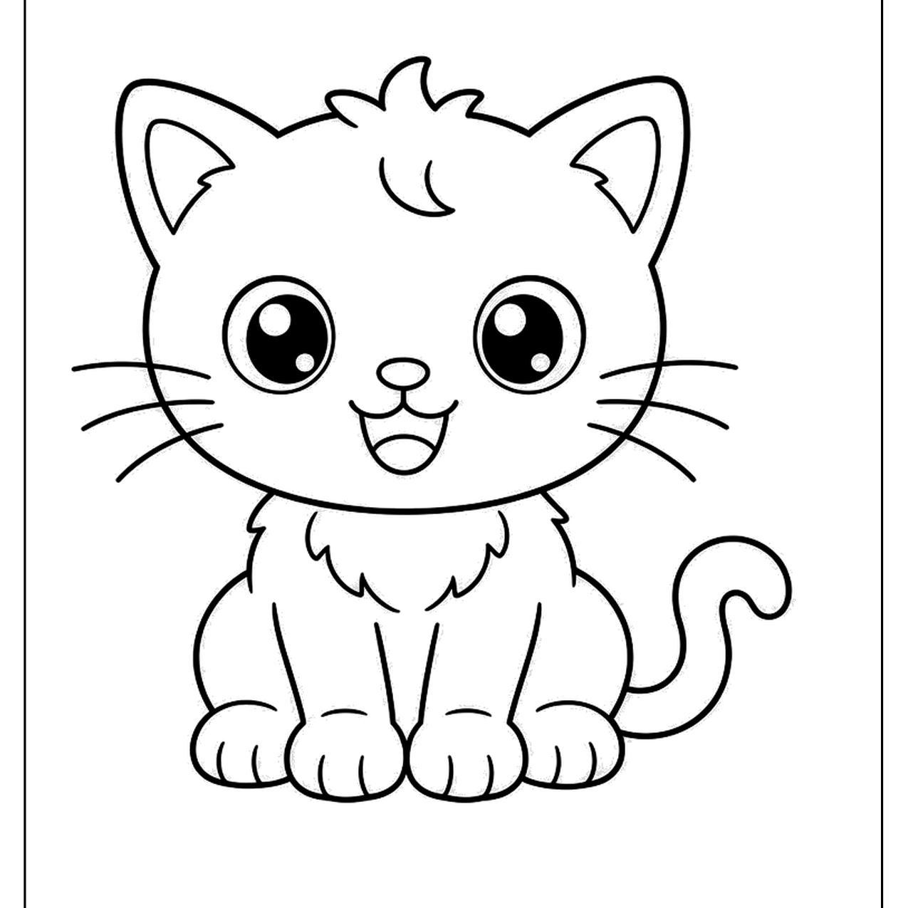 Cute cartoon cat sitting with a happy face