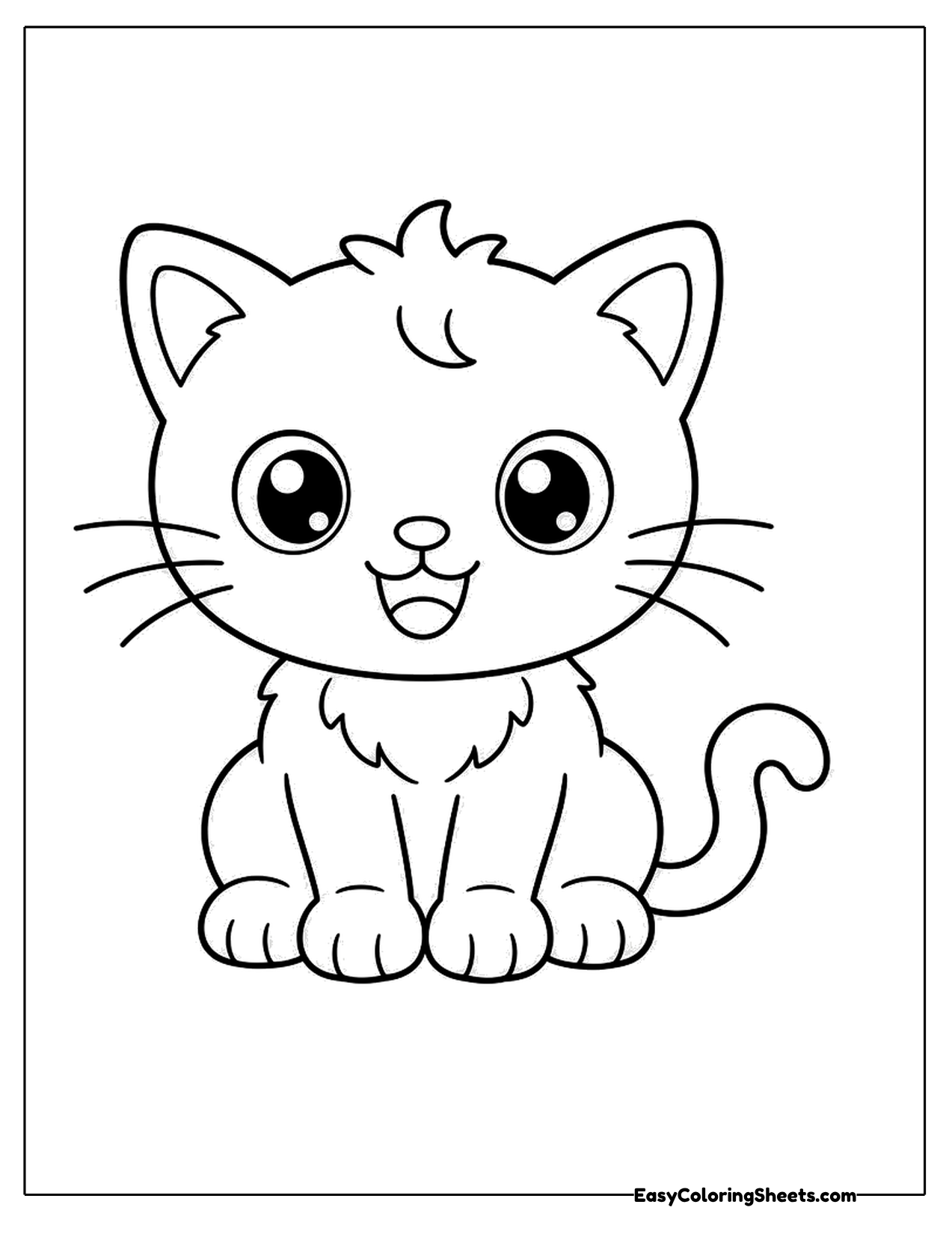 Cute cartoon cat sitting with a happy face