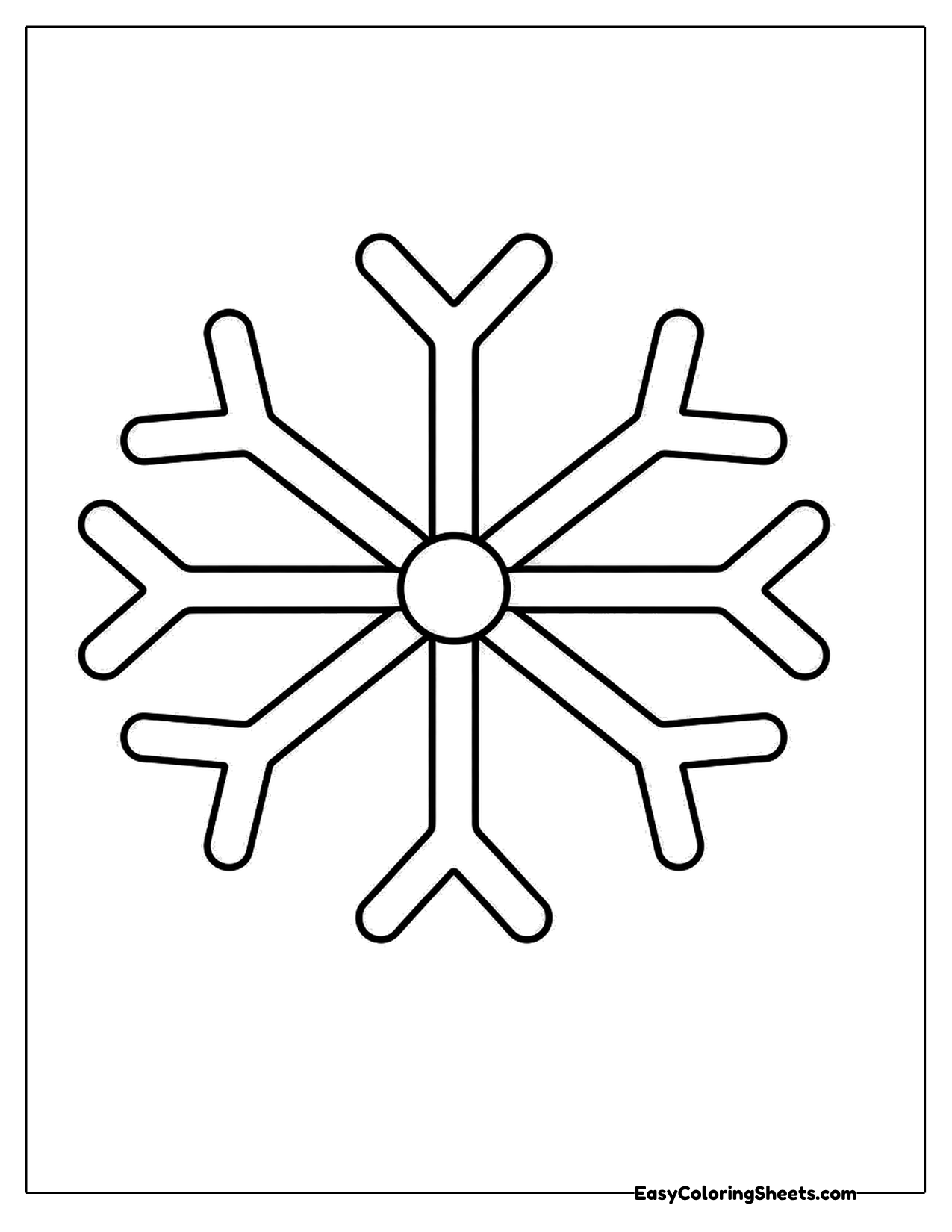 Simple snowflake with straight arms and a round center