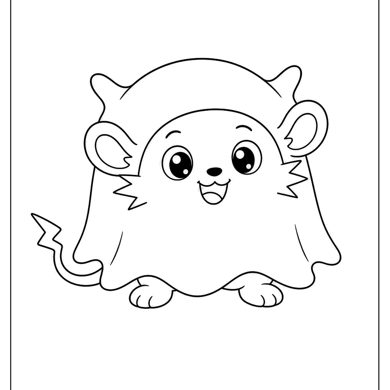Cute mouse creature wearing a ghost sheet costume