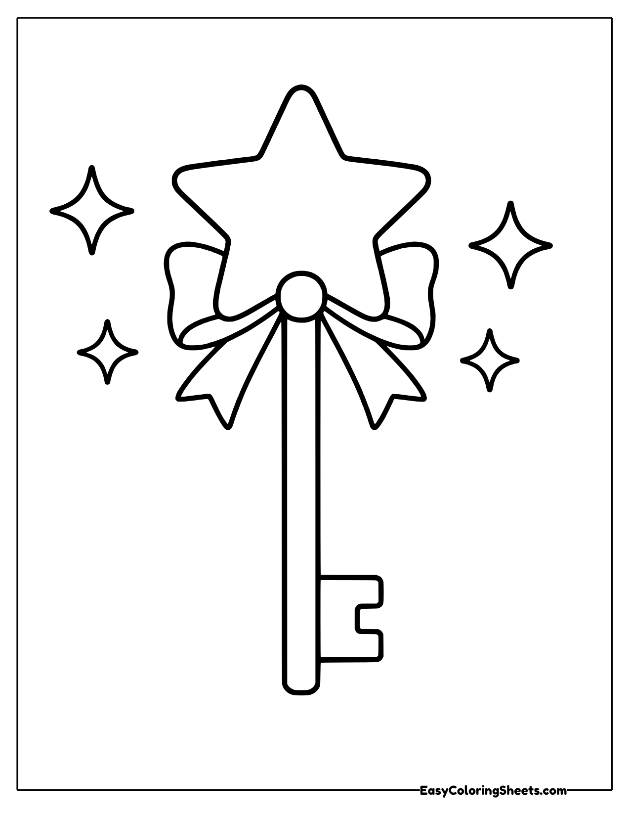 Old fashioned key with a star and a bow
