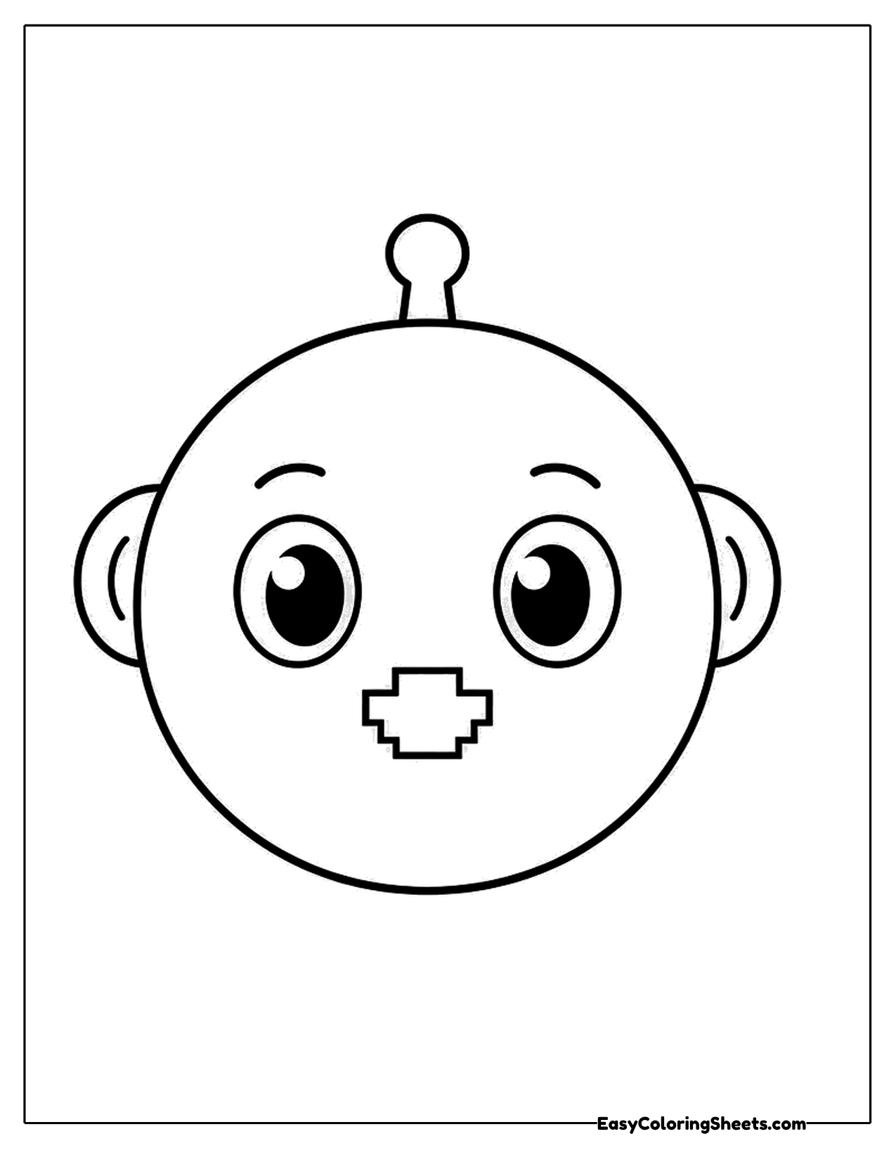 Round virtual pet face with an antenna