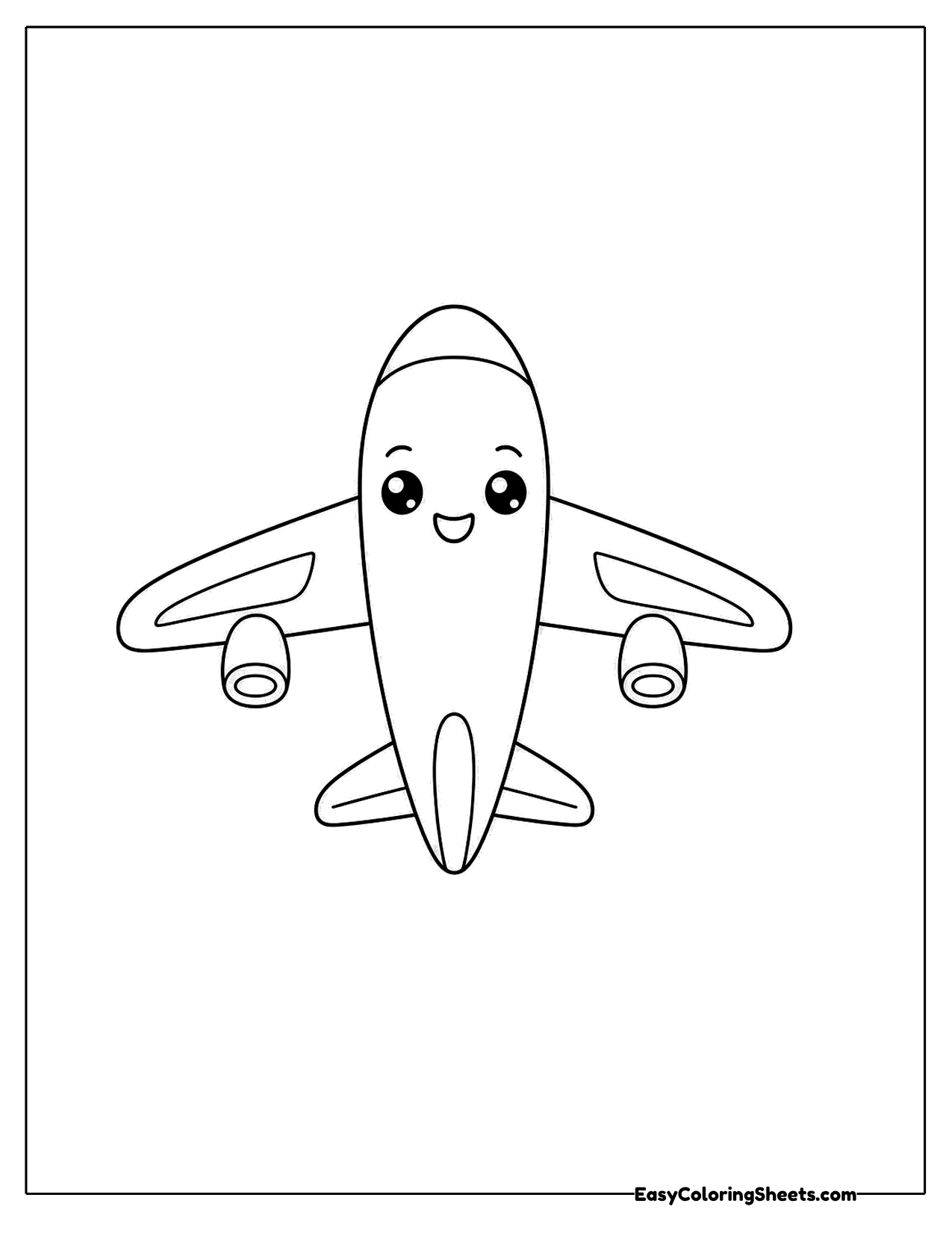 Smiling airplane seen from directly above