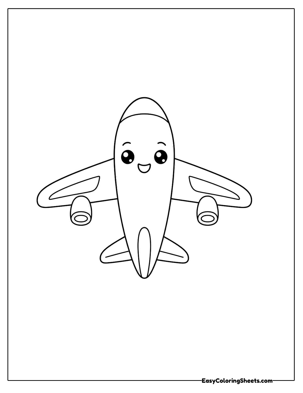 Smiling airplane seen from directly above
