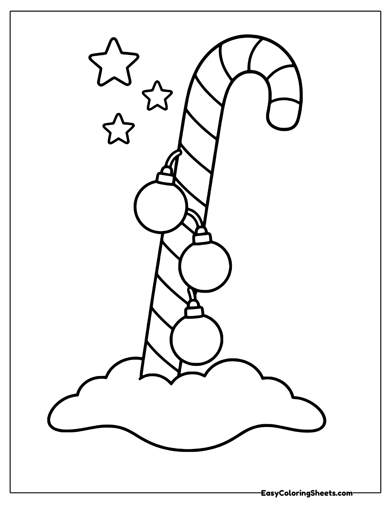 Candy cane hung with an ornament chain