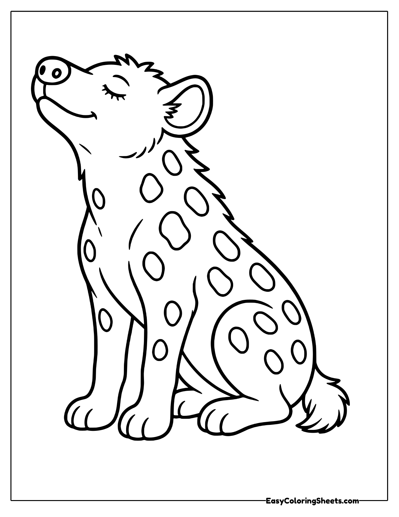 Hyena sitting with its head tilted up
