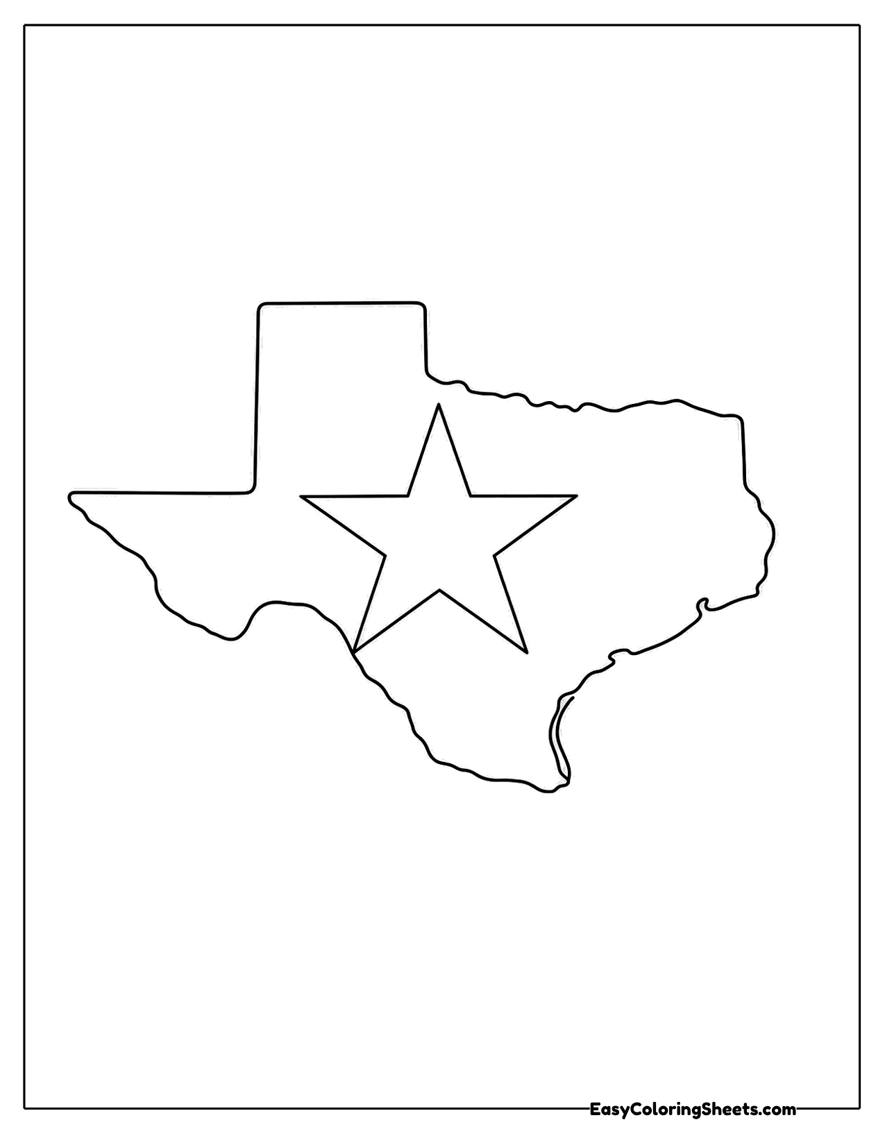 Texas state outline with a big star in the middle