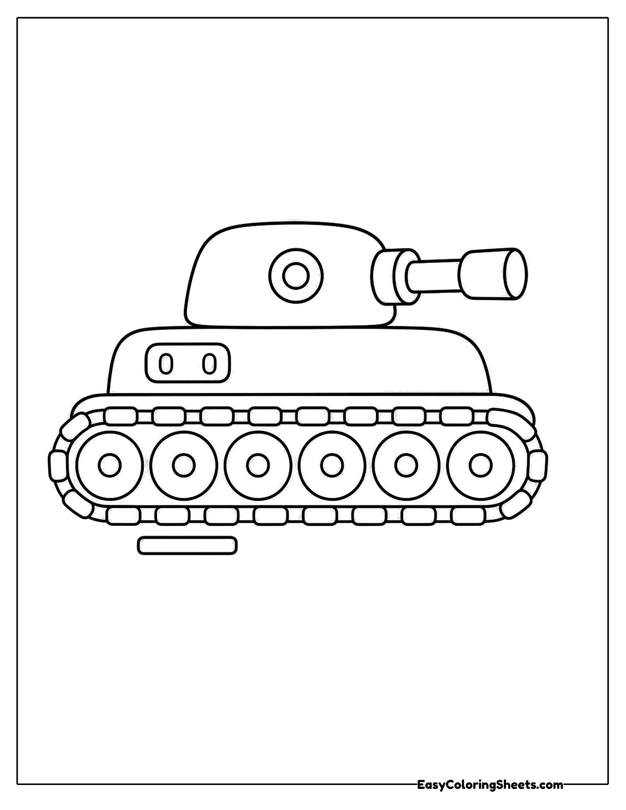 Cartoon tank with treads and a turret