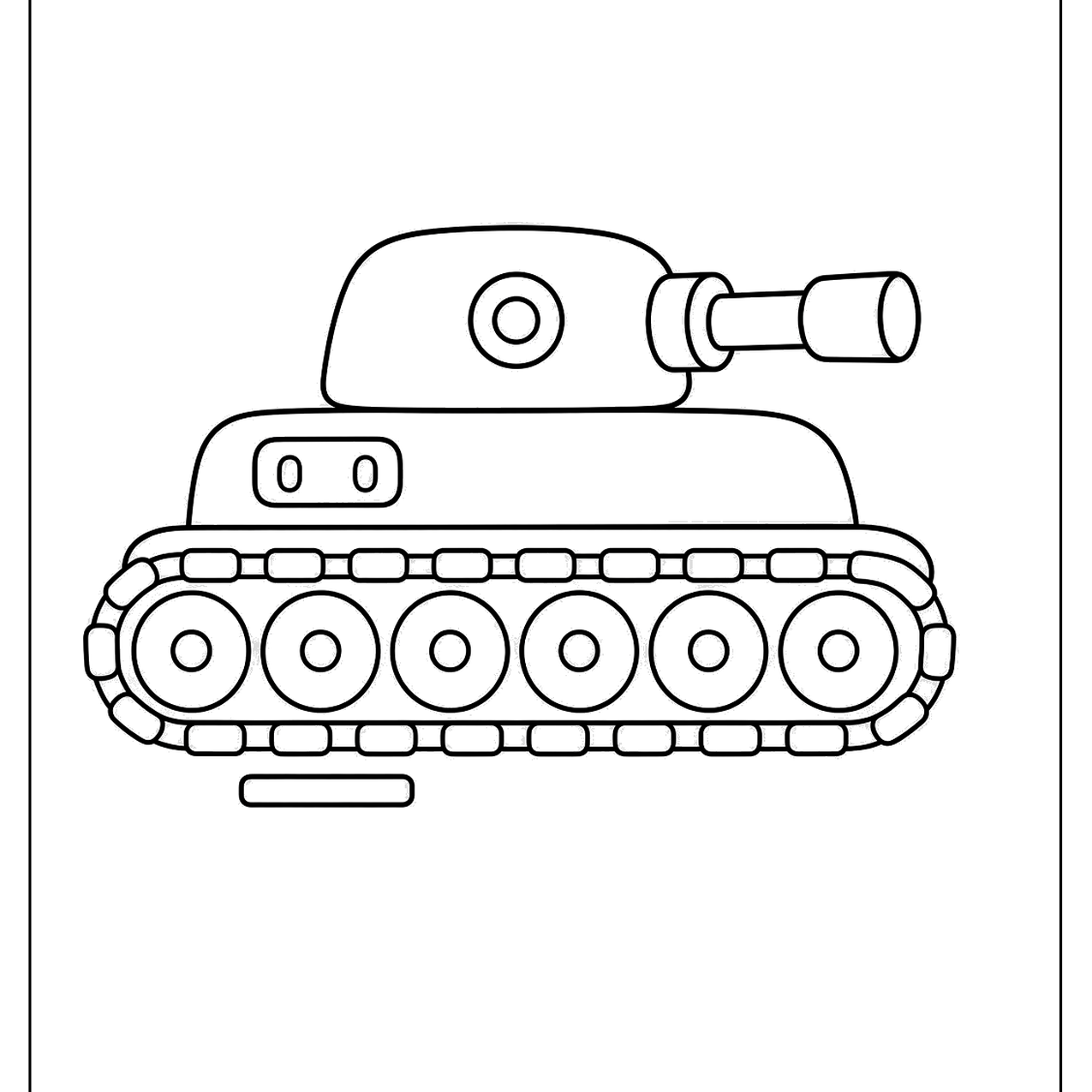 Cartoon tank with treads and a turret