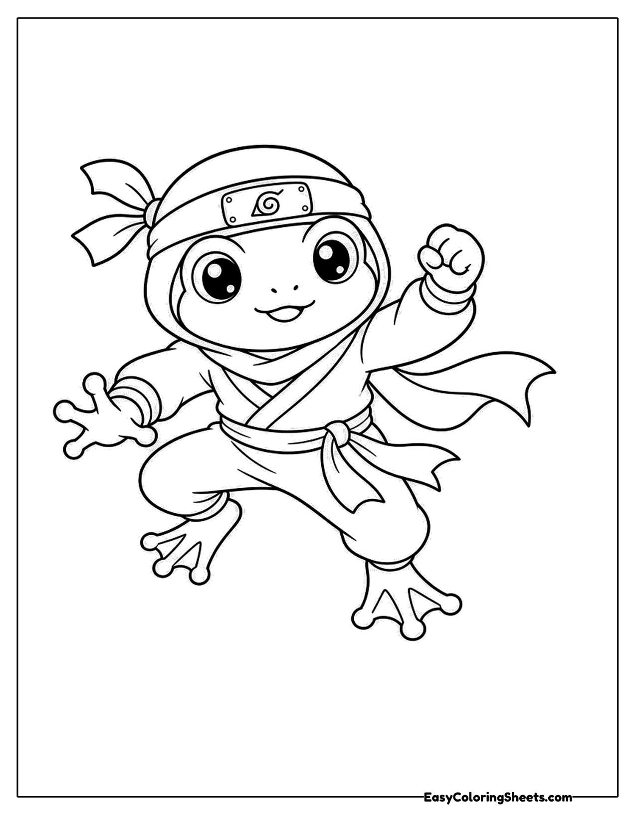 Frog ninja striking a fighting pose with a scarf