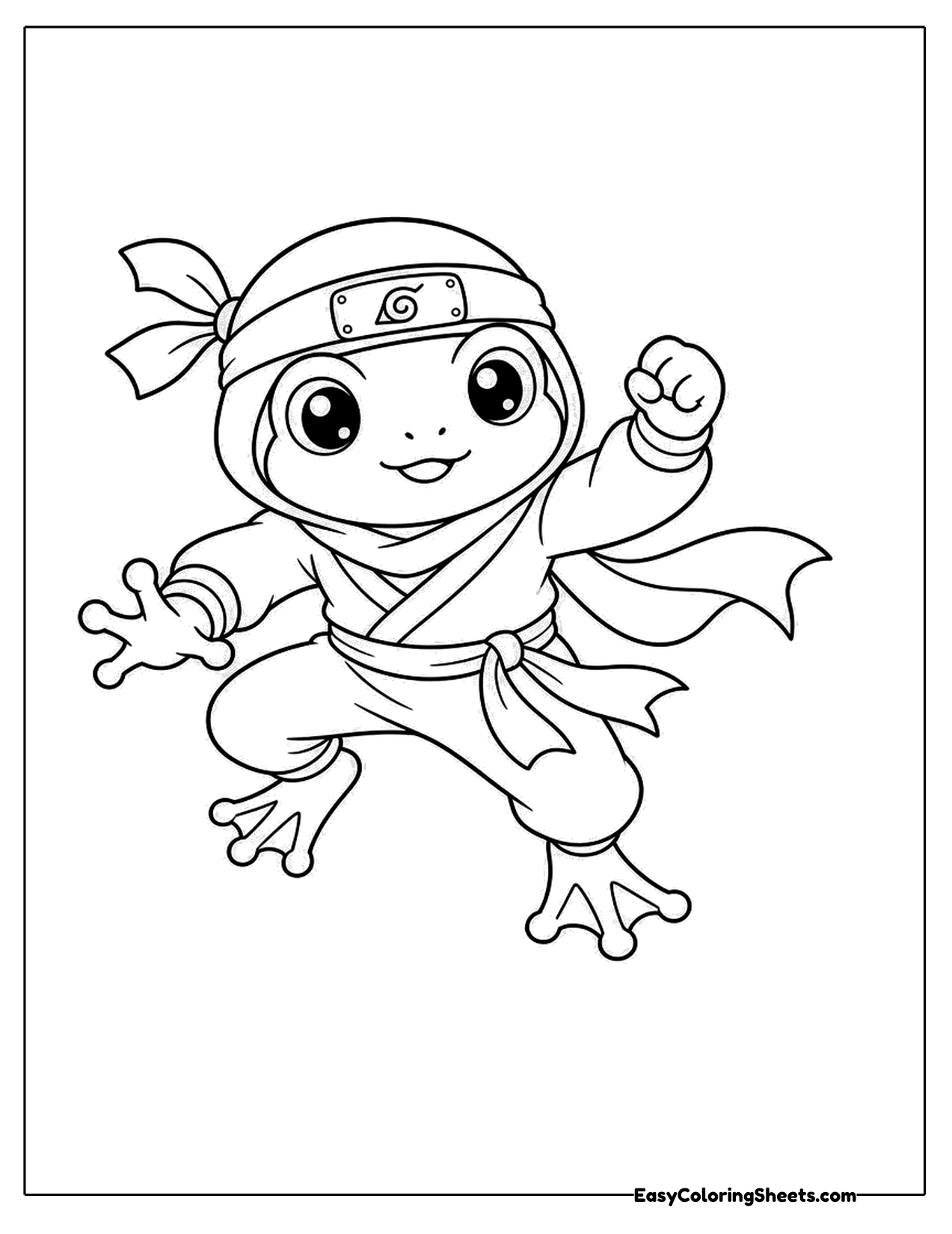 Frog ninja striking a fighting pose with a scarf