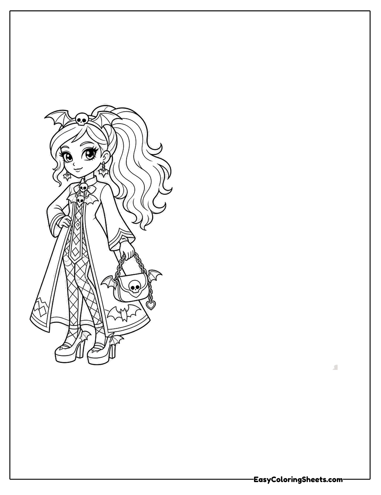 Fashion girl in a long coat with a bag