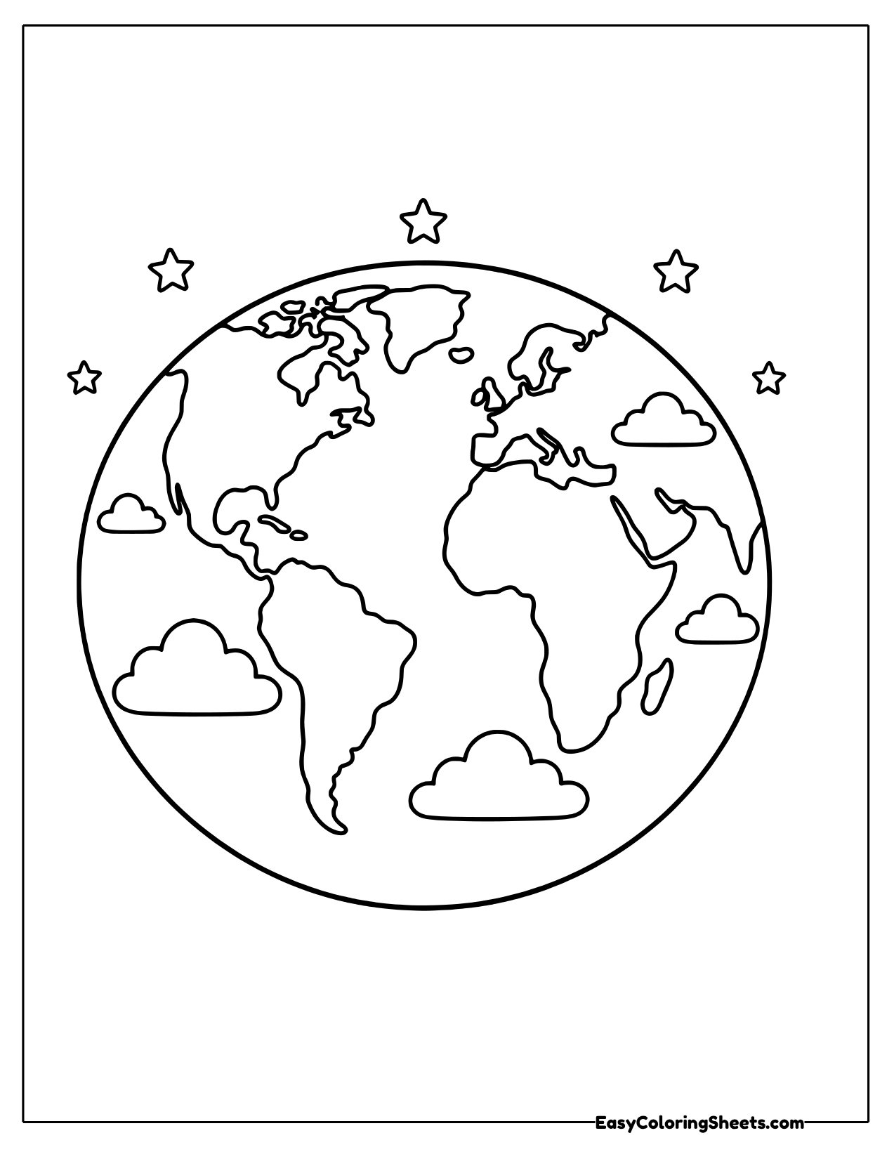 Earth with clouds and stars