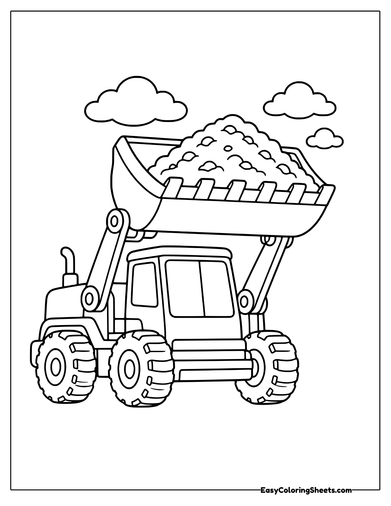 Front loader carrying a full bucket