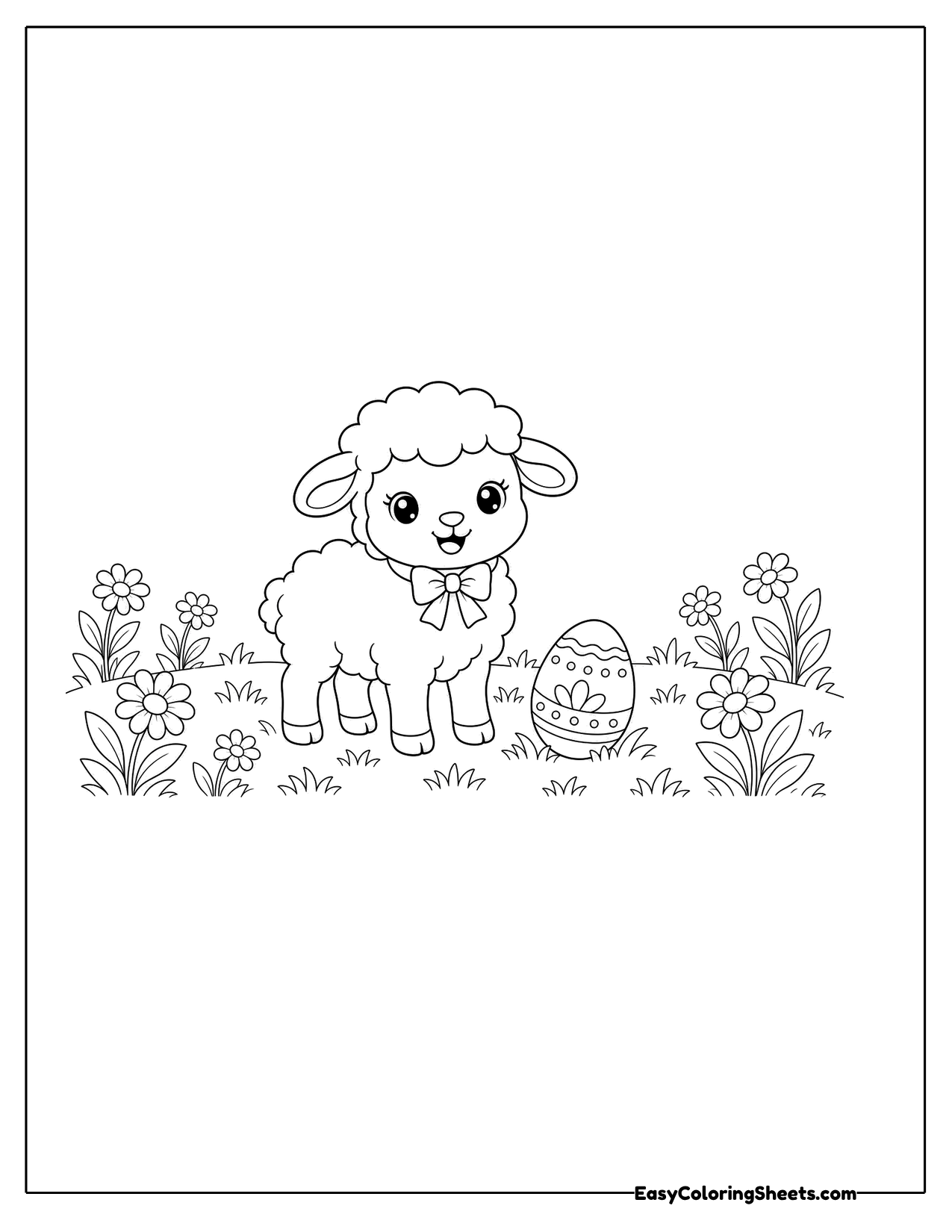 Lamb standing in a spring meadow