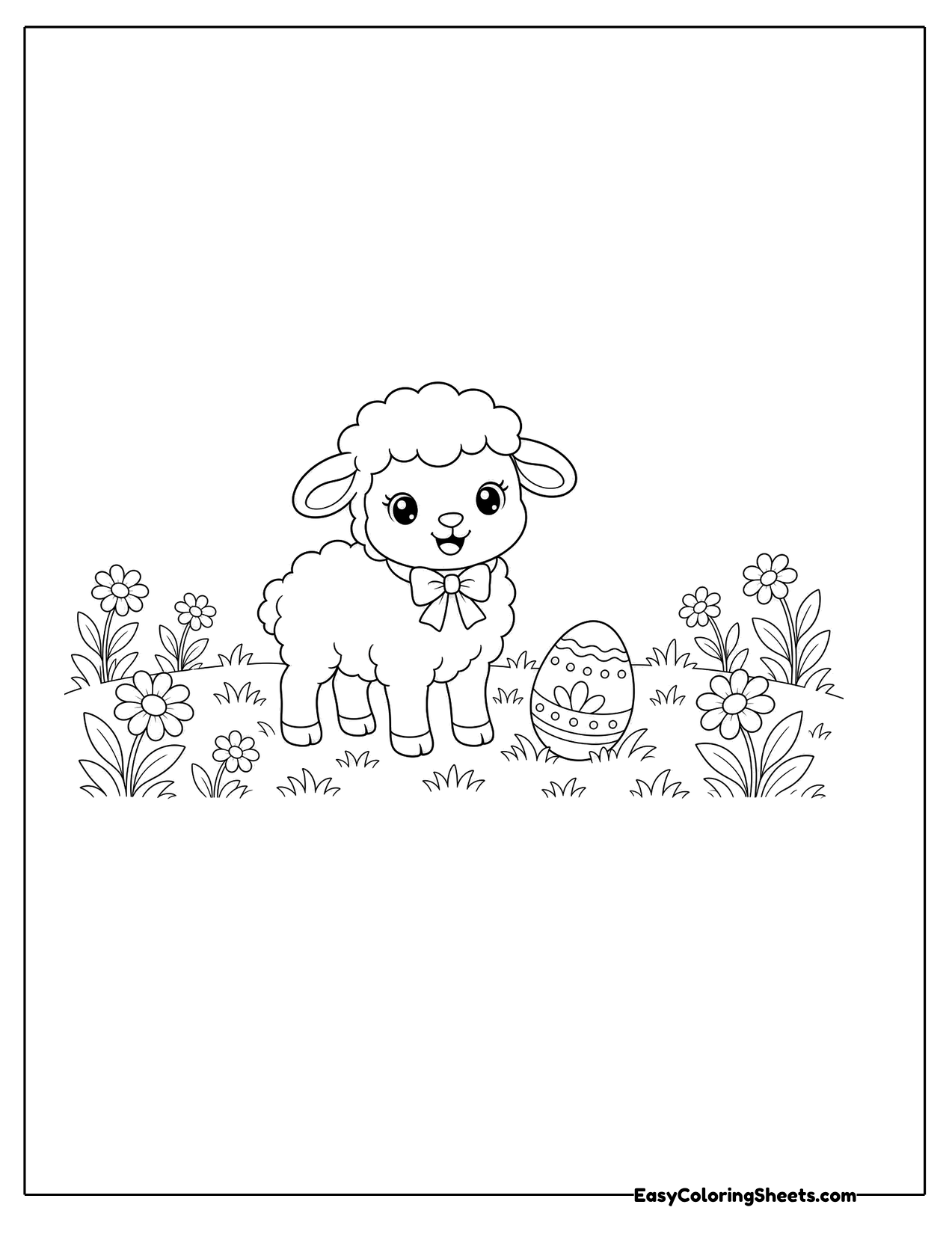 Lamb standing in a spring meadow