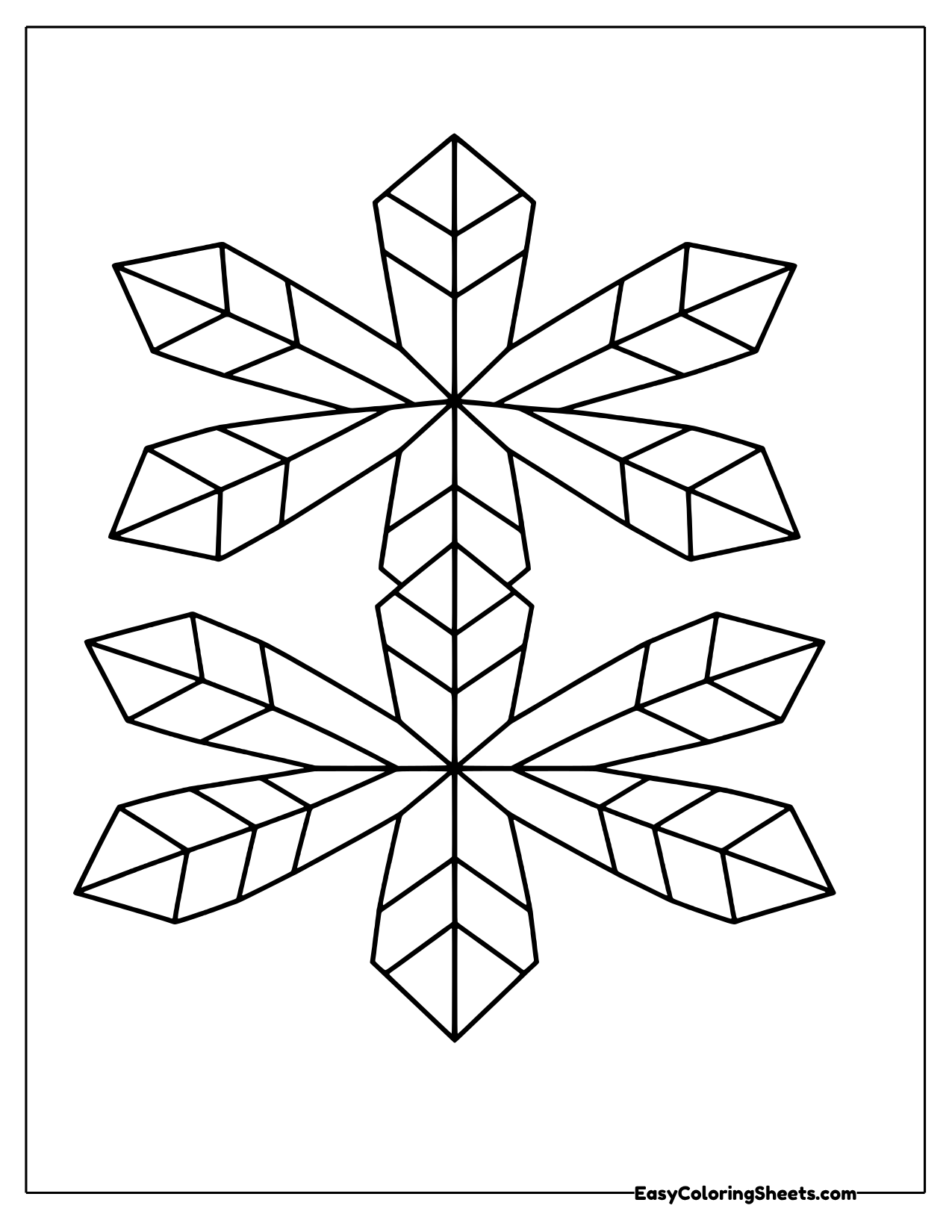 Geometric snowflake with long faceted points