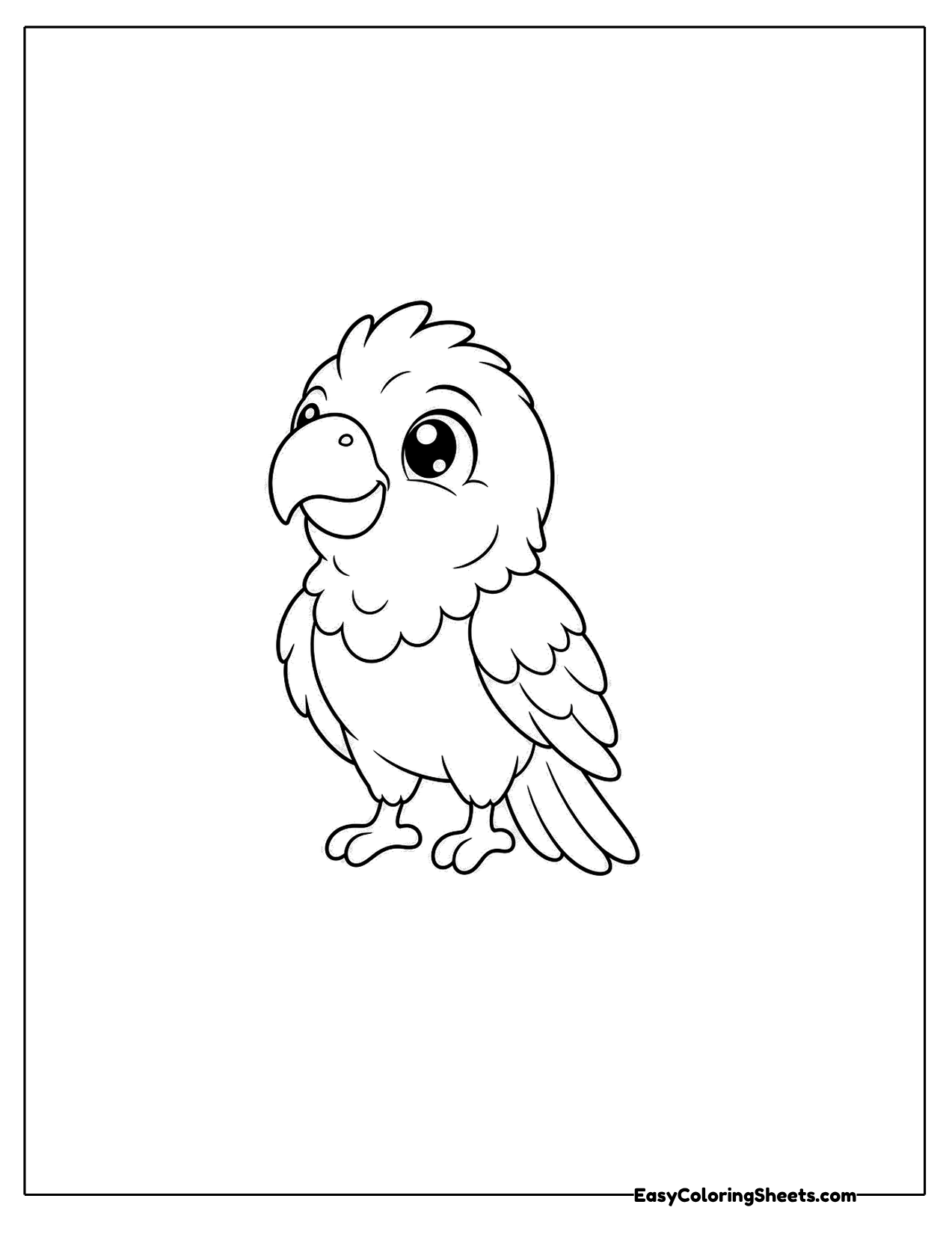 Fluffy parrot standing with ruffled feathers