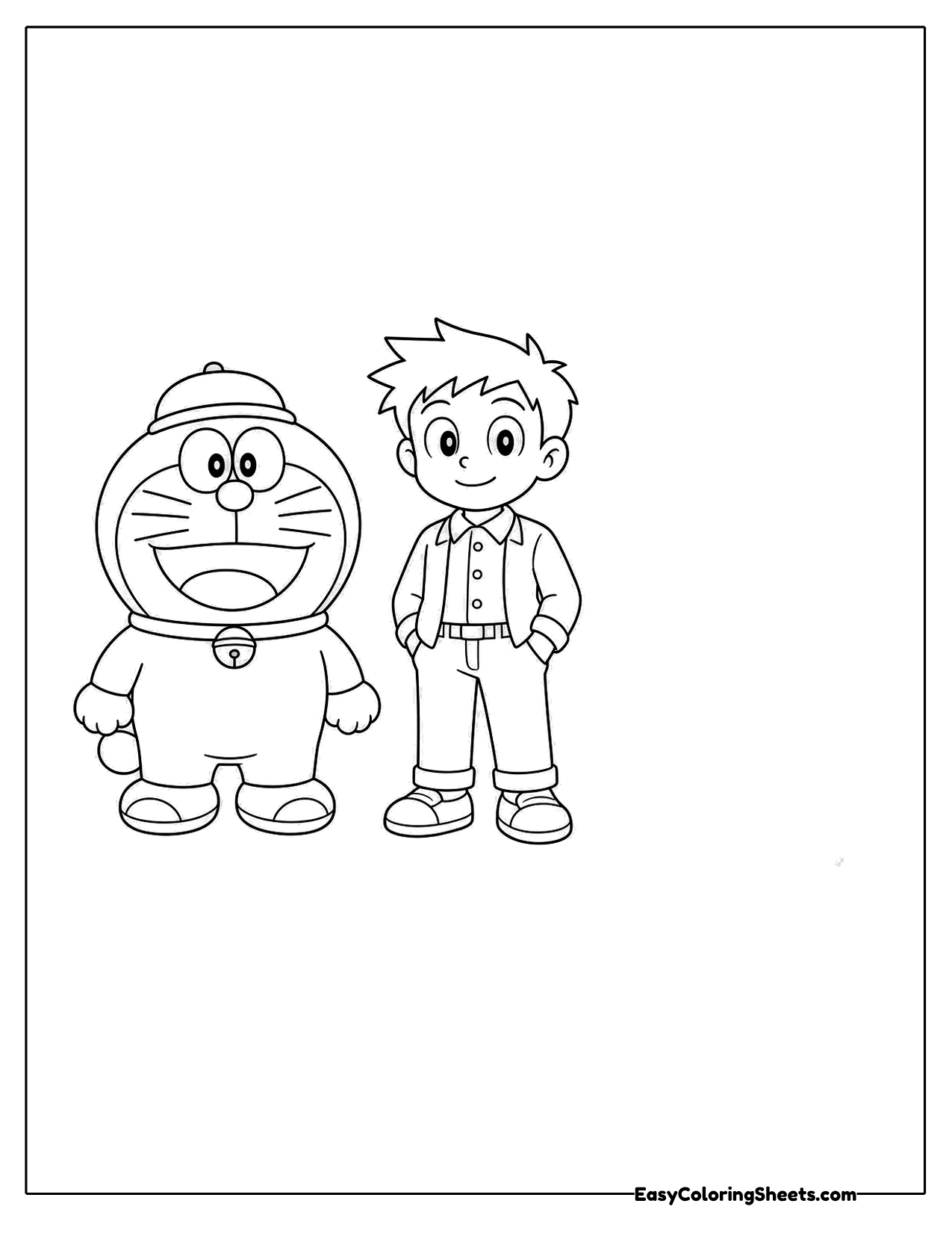 Robot cat standing with a boy