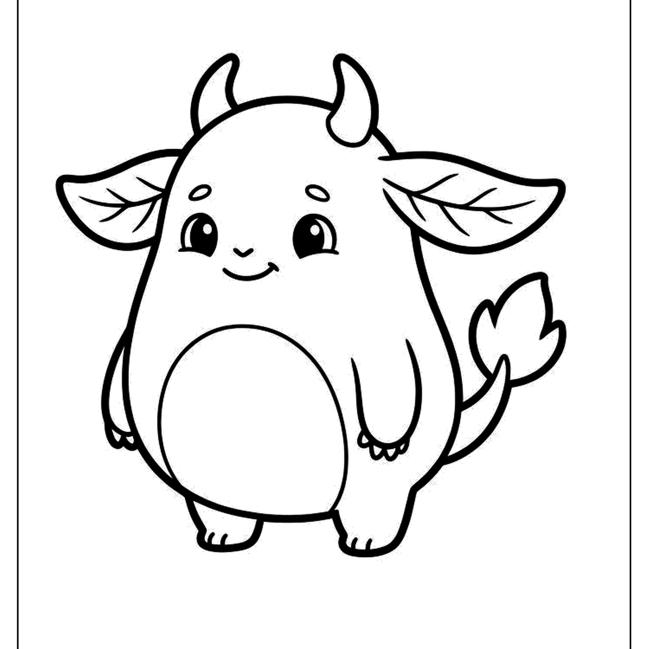 Chubby creature with horns and a curly tail