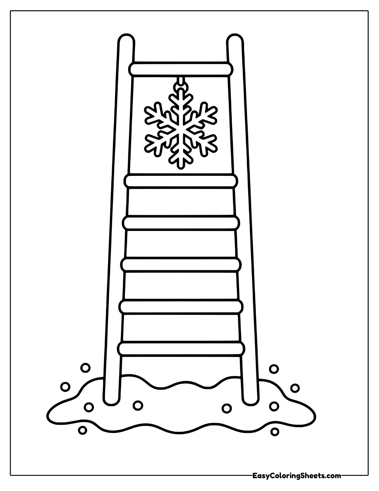 Ladder with a snowflake hanging near the top