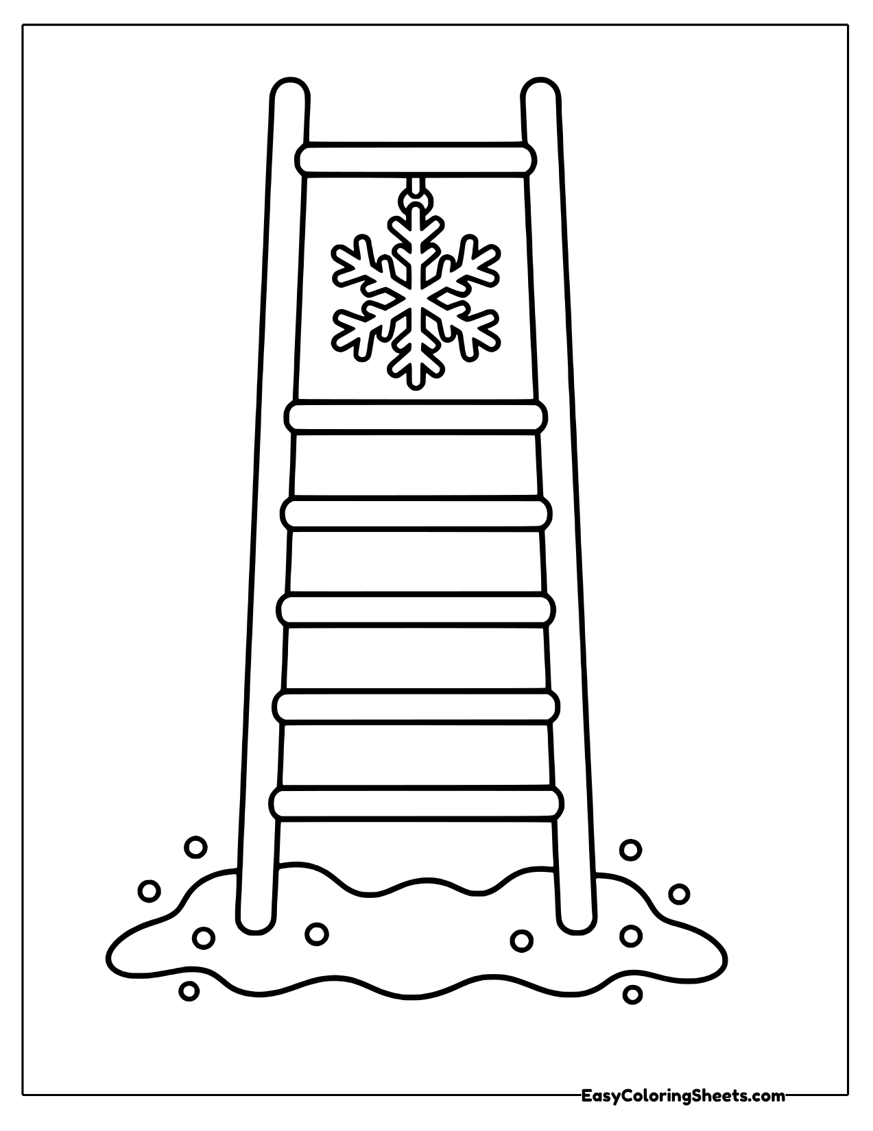 Ladder with a snowflake hanging near the top