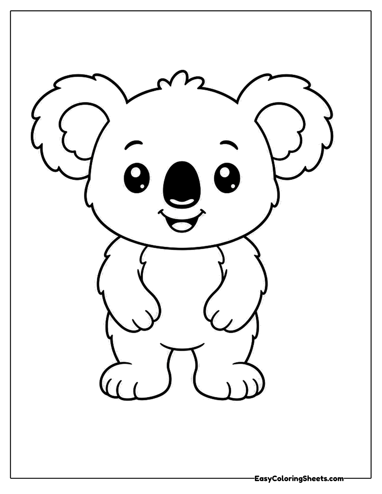 Cute koala character standing upright