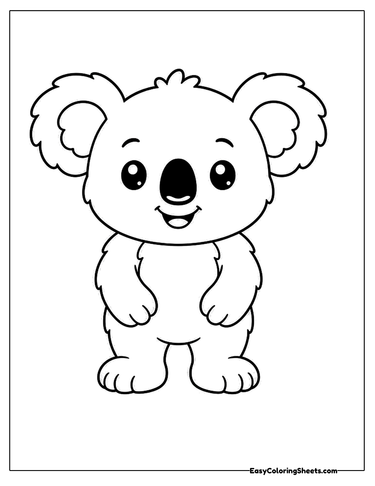 Cute koala character standing upright