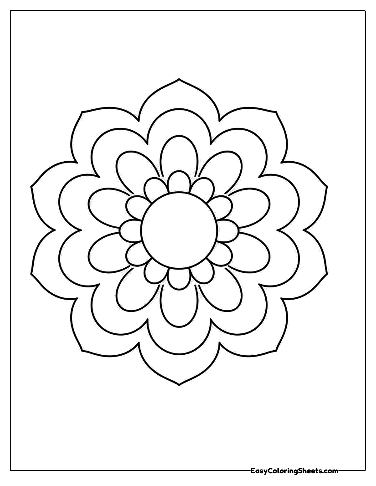 Easy flower mandala with bold rounded petals