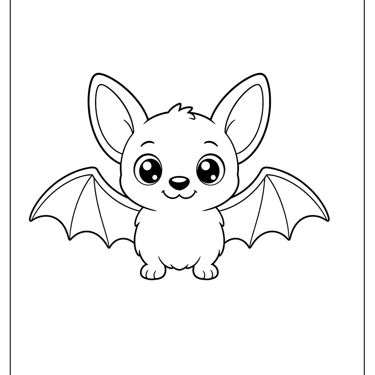 Baby bat with big ears and spread wings