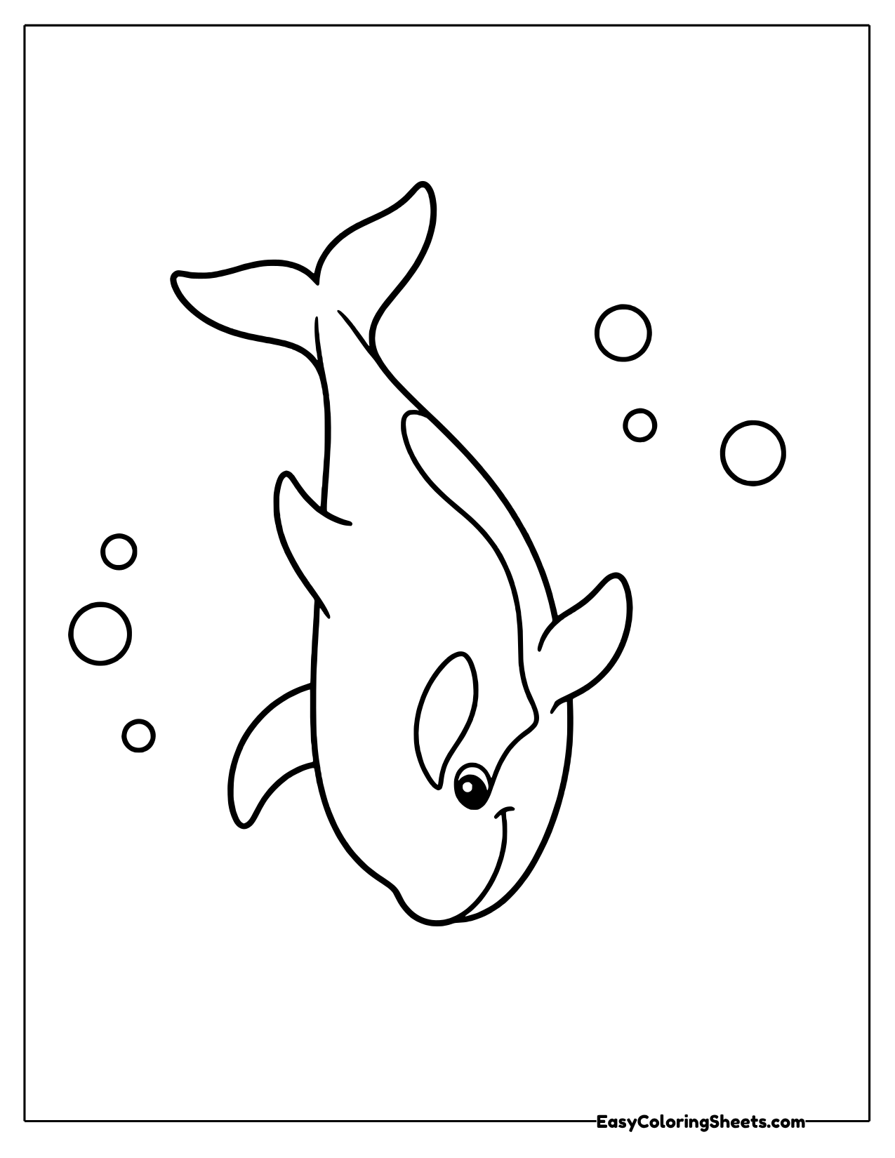 Orca diving down among bubbles