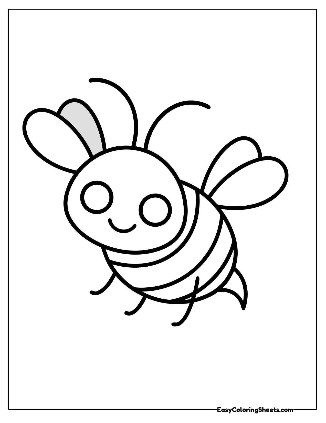 Cute bee with big eyes and wings