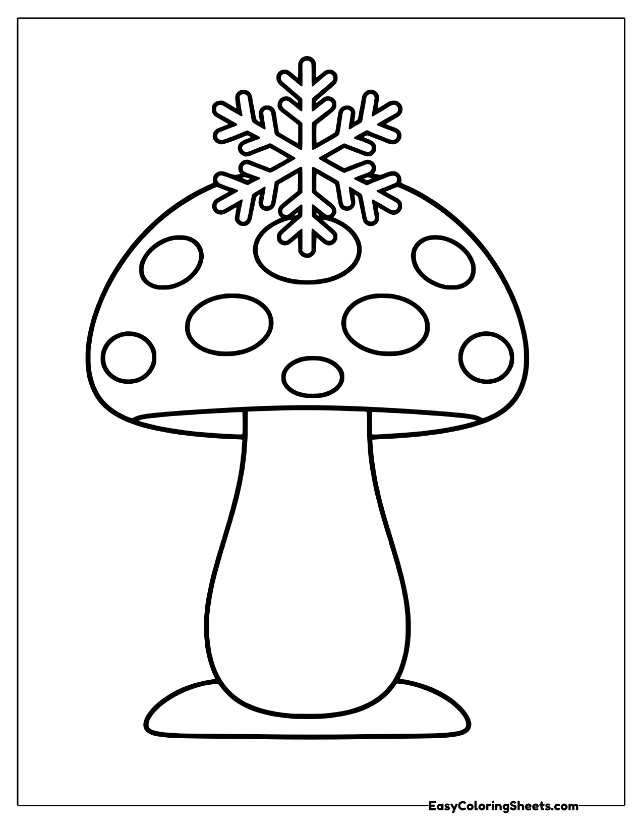 Spotted mushroom with a snowflake on top