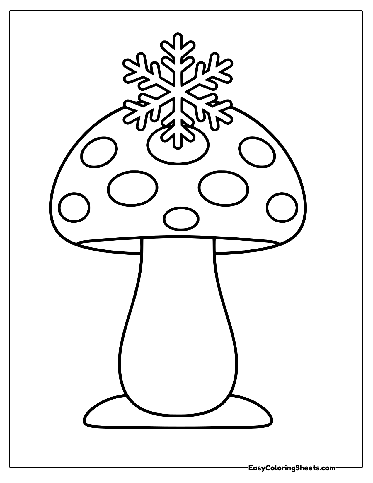 Spotted mushroom with a snowflake on top