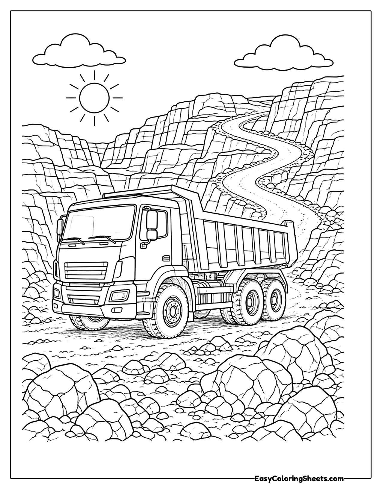 Dump truck driving out of a quarry