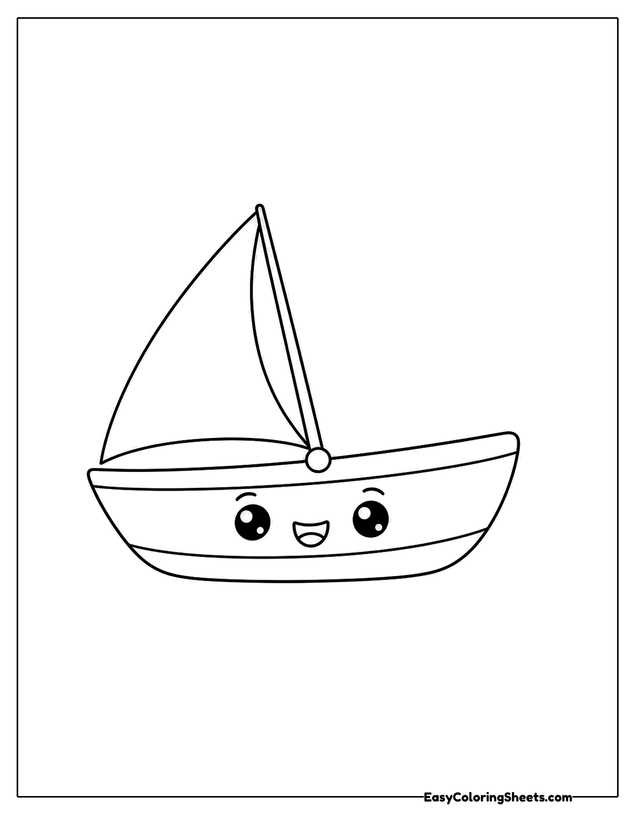Big smiling sailboat close up