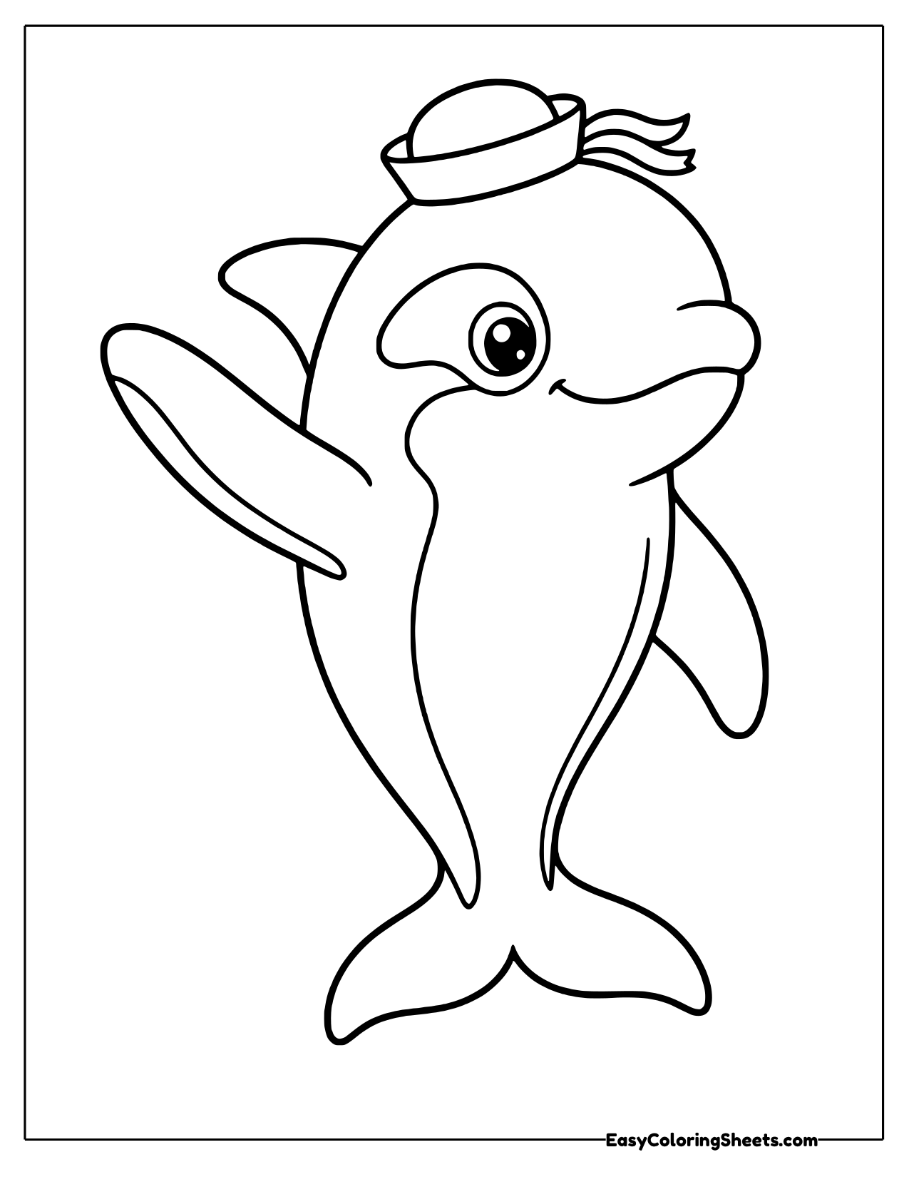 Orca in a sailor hat waving hello