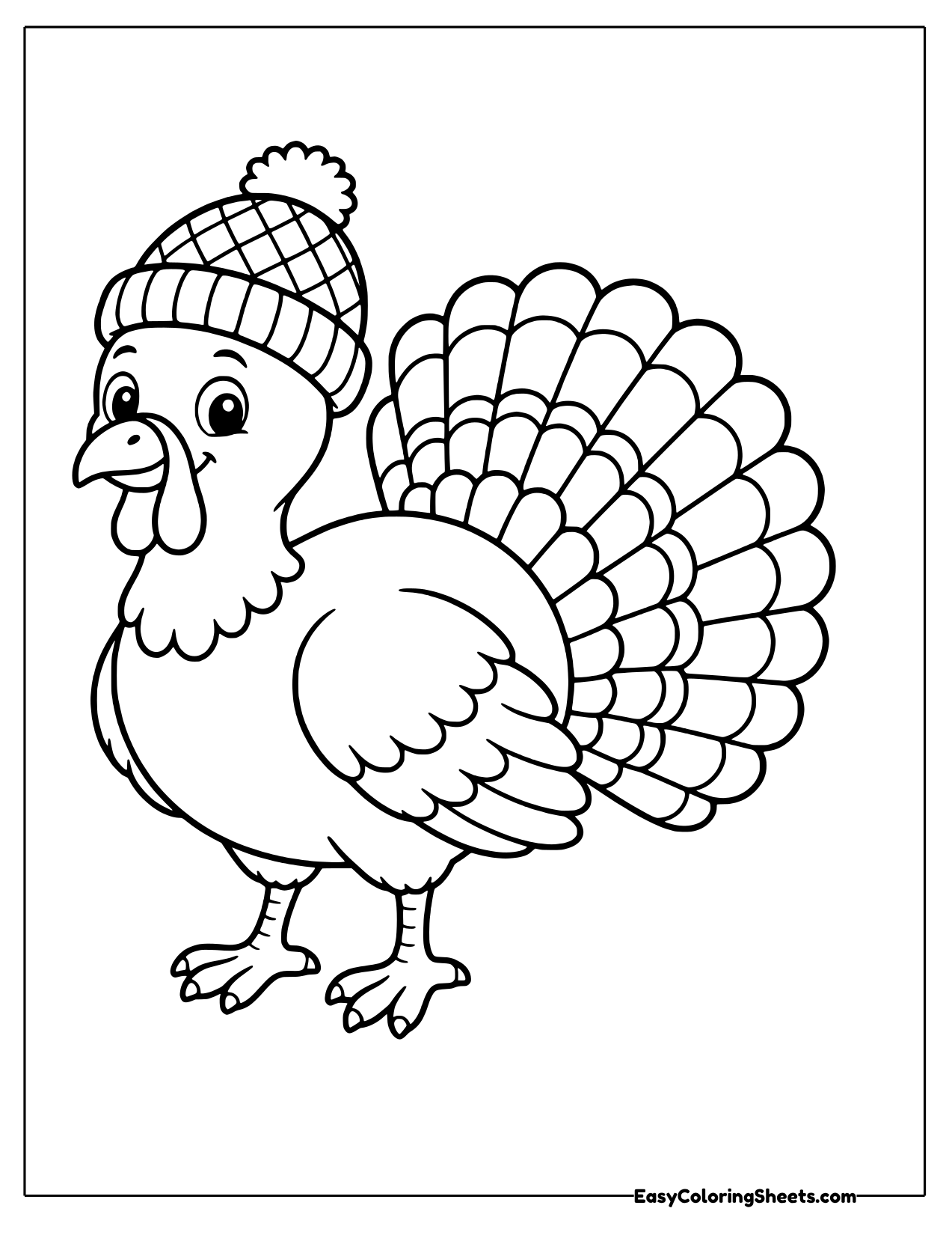 Turkey wearing a knit beanie with a pom pom