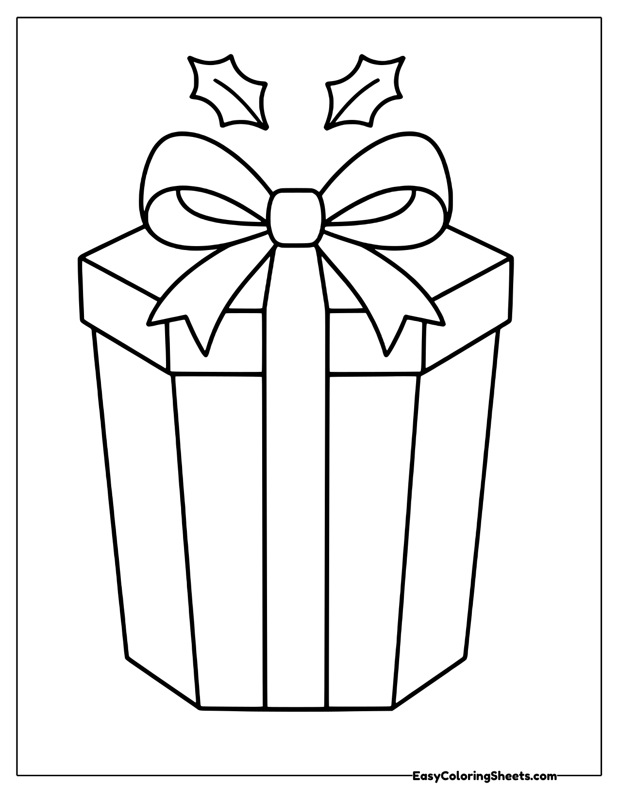 Tall gift box with holly on the bow
